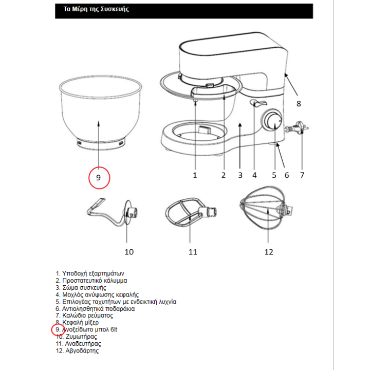 Μπώλ ανοξείδωτο κουζινομηχανής IZZY original IZZY KBOL0003