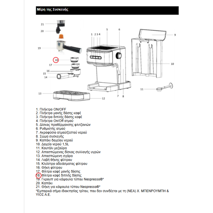 copy of Φίλτρο μονής δόσης καφετιέρας espresso IZZY original