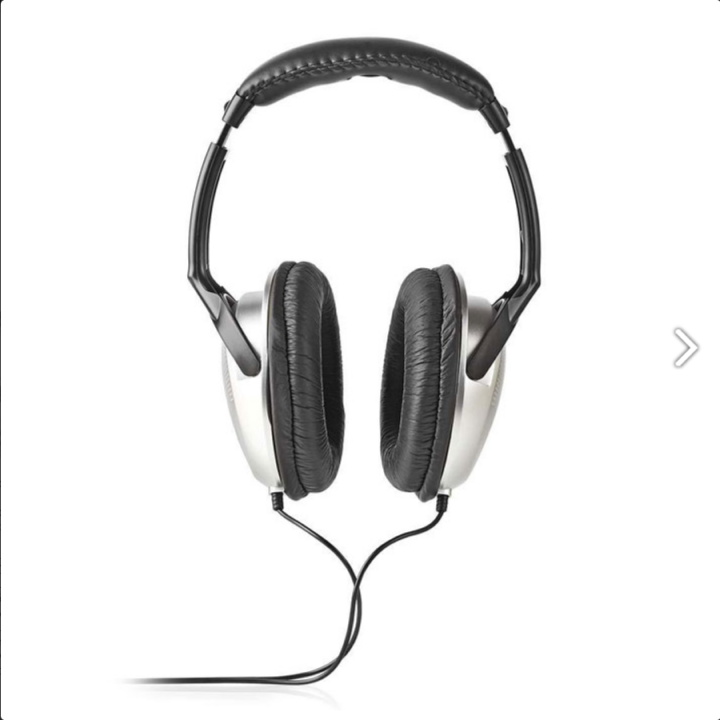 Ακουστικά με 6 μέτρα καλώδιο και έλεγχο έντασης, σε ασημί/μαύρο χρώμα.  141-0136