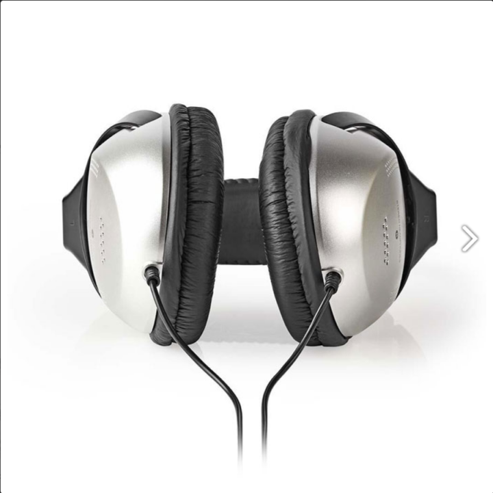 Ακουστικά με 6 μέτρα καλώδιο και έλεγχο έντασης, σε ασημί/μαύρο χρώμα.  141-0136