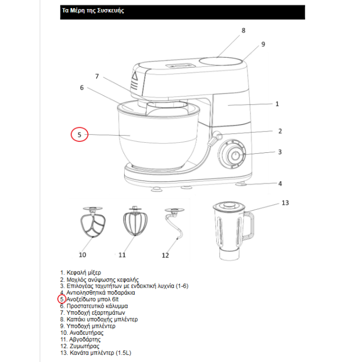 copy of Ανοξείδωτο μπολ κουζινομηχανή SB-1010 SILVER PYREX