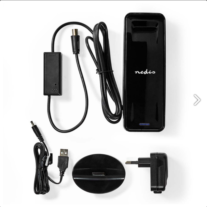 Εσωτερική κεραία HDTV, 26dB FM / VHF / UHF, με τεχνολογία προστασίας LTE/4G σε μαύρο χρώμα.