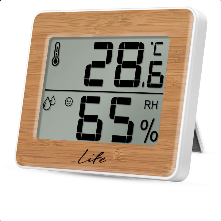 Ψηφιακό θερμόμετρο / υγρόμετρο εσωτερικού χώρου, με bamboo πρόσοψη.