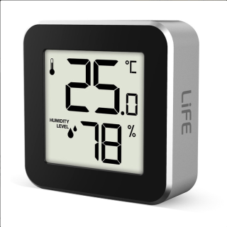 Ψηφιακό θερμόμετρο και υγρόμετρο εσωτερικού χώρου, με πλαίσιο αλουμινίου σε ασημί χρώμα LIFE ALU MINI