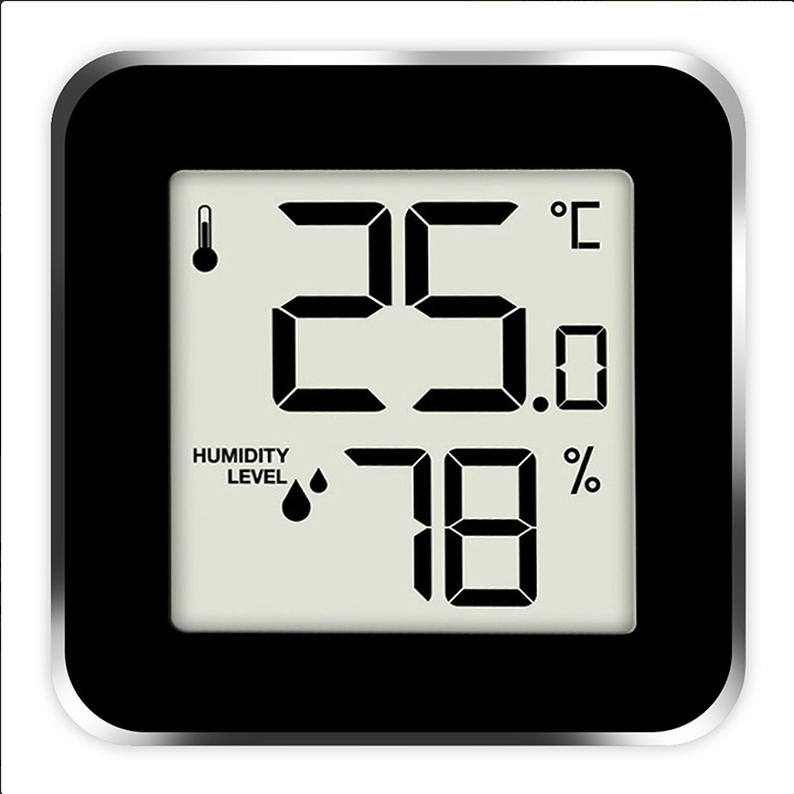 Ψηφιακό θερμόμετρο και υγρόμετρο εσωτερικού χώρου, με πλαίσιο αλουμινίου σε ασημί χρώμα