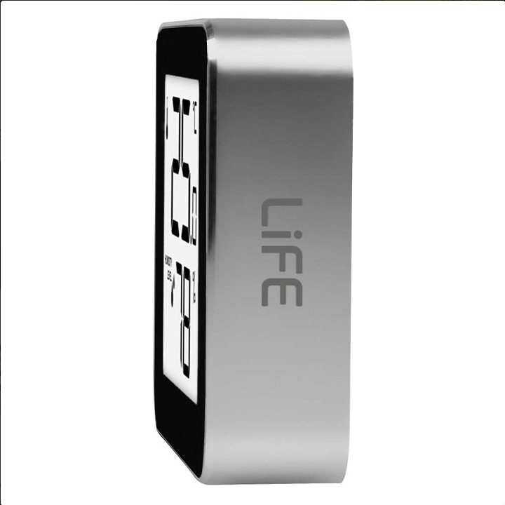 Ψηφιακό θερμόμετρο και υγρόμετρο εσωτερικού χώρου, με πλαίσιο αλουμινίου σε ασημί χρώμα