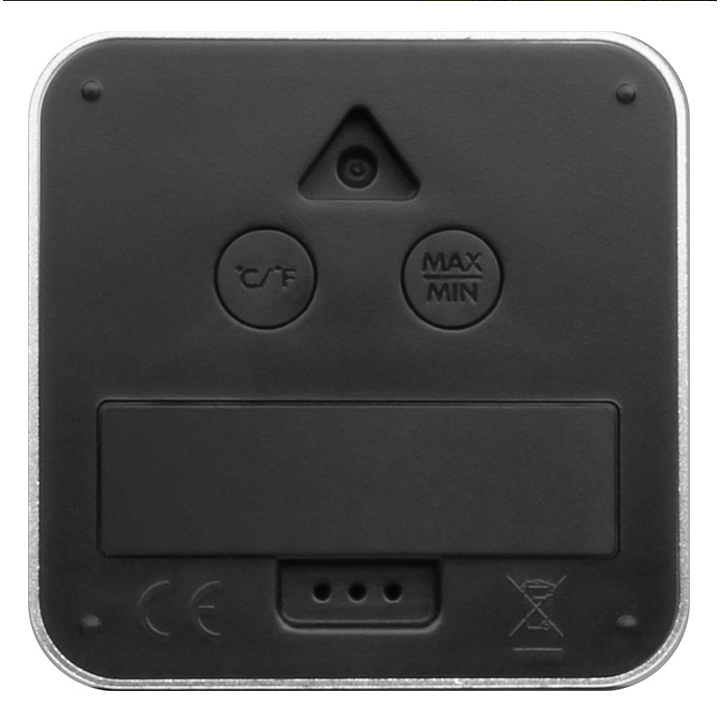 Ψηφιακό θερμόμετρο και υγρόμετρο εσωτερικού χώρου, με πλαίσιο αλουμινίου σε ασημί χρώμα