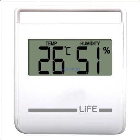 Ψηφιακό θερμόμετρο / υγρόμετρο εσωτερικού χώρου, σε λευκό χρώμα. LIFE FLEXY