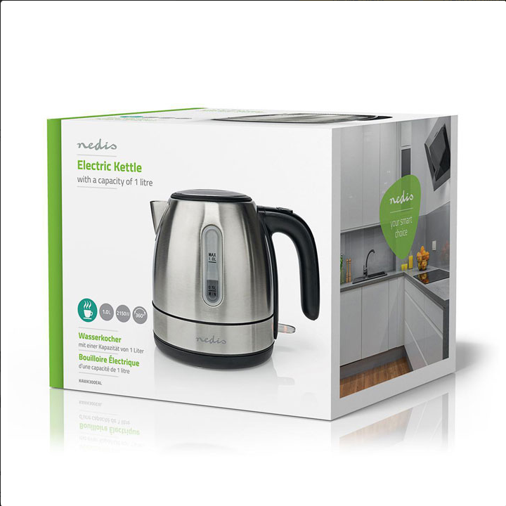 Ανοξείδωτος βραστήρας 1.0L, 2150W. NEDIS KAWK300EAL