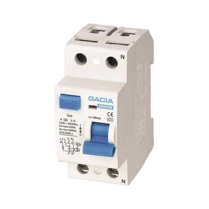 Διακόπτης διαρροής 2P 40A 30mA Τύπος AC GACIA GACIA RGA0009E