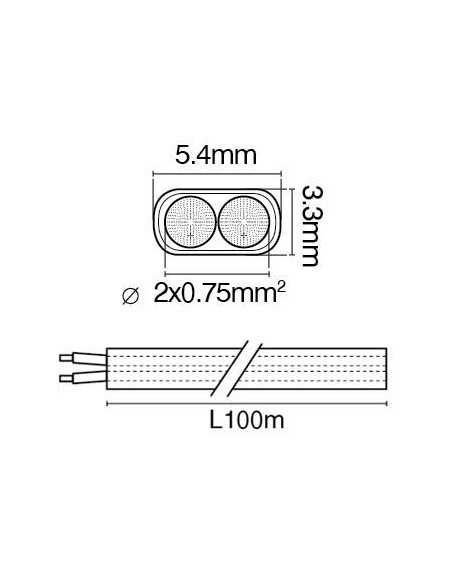 Καλώδιο εύκαμπτο πλακέ ΗO3VVH2 2x0,75mm2 λευκό ΓΕΝΙΚΗΣ ΧΡΗΣΗΣ KALOVBW