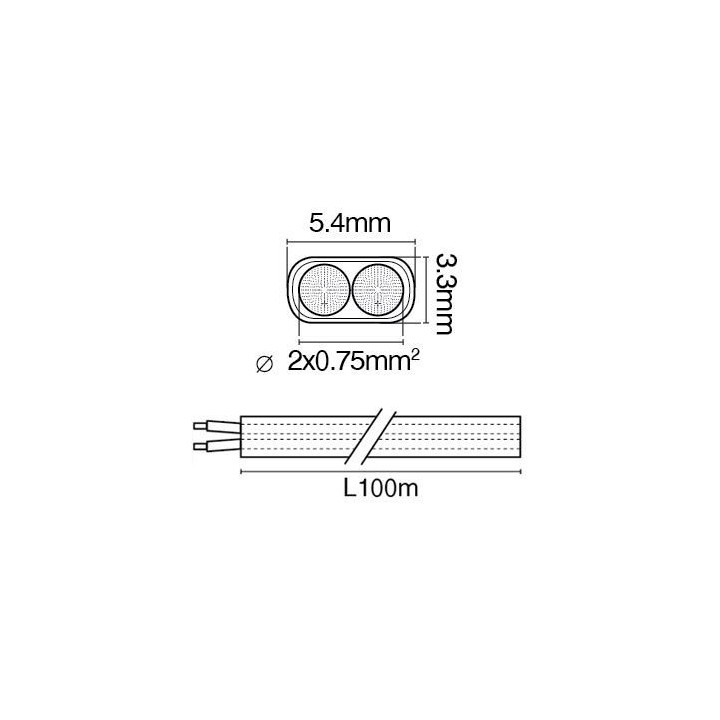 Καλώδιο εύκαμπτο πλακέ ΗO3VVH2 2x0,75mm2 λευκό ΓΕΝΙΚΗΣ ΧΡΗΣΗΣ KALOVBW