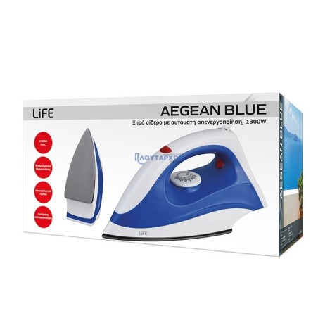 Ηλεκτρικό σίδερο με αντικολλητική πλακα , 1300W LIFE LIFE Aegean blue