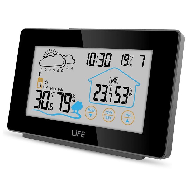 Μετεωρολογικός σταθμός με πλήκτρα αφής στην οθόνη και ασύρματο εξωτερικό αισθητήρα. LIFE MEDITERRANEAN TOUCH
