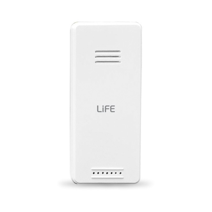 Μετεωρολογικός σταθμός με πλήκτρα αφής στην οθόνη και ασύρματο εξωτερικό αισθητήρα.