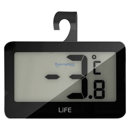 Ψηφιακό θερμόμετρο ψυγείου & εσωτερικού χώρου, μικρού μεγέθους, σε μαύρο χρώμα με ασημί περίγγραμμα. LIFE Fridgy