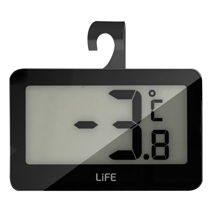 Ψηφιακό θερμόμετρο ψυγείου & εσωτερικού χώρου, μικρού μεγέθους, σε μαύρο χρώμα με ασημί περίγγραμμα. LIFE Fridgy