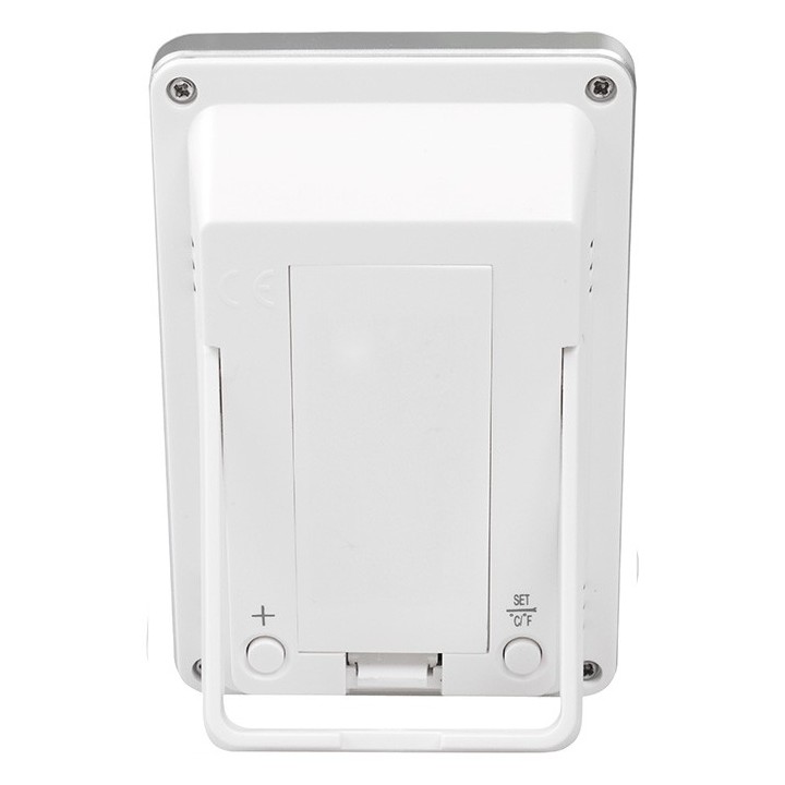 copy of Ψηφιακό θερμόμετρο / υγρόμετρο εσωτερικού χώρου με ρολόι και έγχρωμη απεικόνιση επιπέδου υγρασίας, σε μαύρο χρώμα.