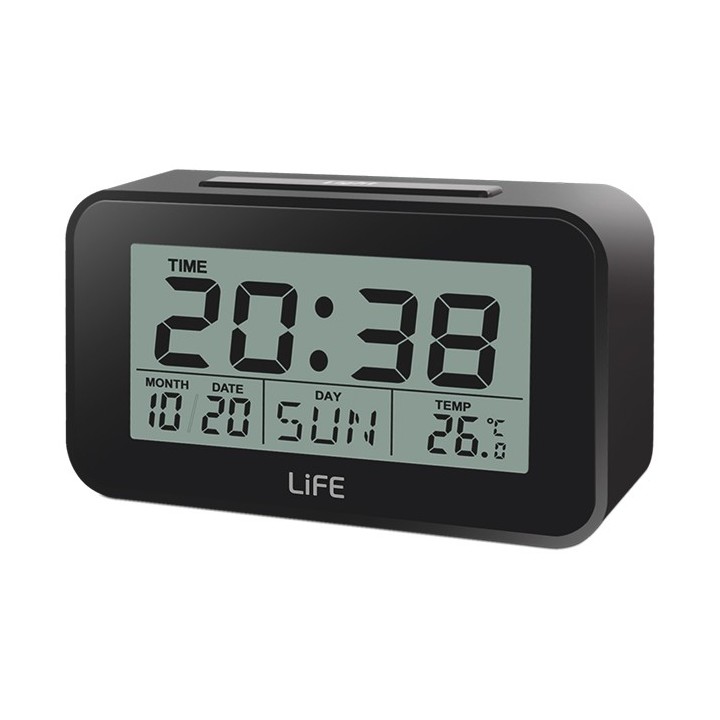 Ψηφιακό ρολόι / ξυπνητήρι με οθόνη LCD, θερμόμετρο εσωτερικού χώρου και ημερολόγιο. LIFE Sunrise