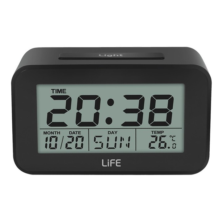 Ψηφιακό ρολόι / ξυπνητήρι με οθόνη LCD, θερμόμετρο εσωτερικού χώρου και ημερολόγιο. LIFE Sunrise