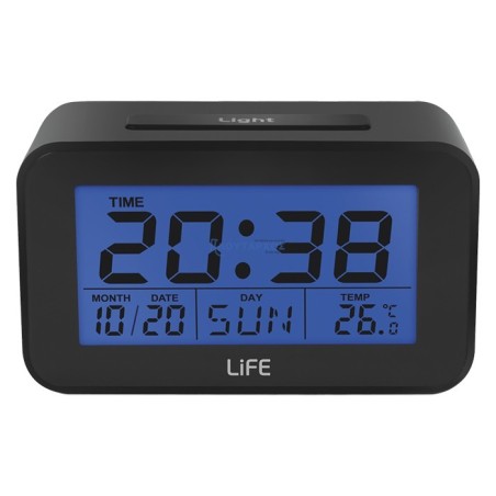 Ψηφιακό ρολόι / ξυπνητήρι με οθόνη LCD, θερμόμετρο εσωτερικού χώρου και ημερολόγιο. LIFE Sunrise