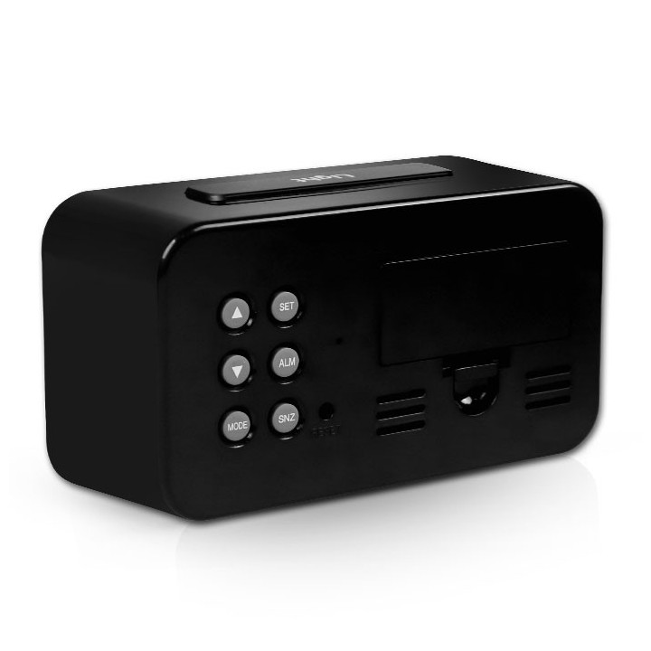 Ψηφιακό ρολόι / ξυπνητήρι με οθόνη LCD, θερμόμετρο εσωτερικού χώρου και ημερολόγιο.