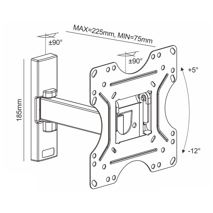 Επιτοίχια βάση στήριξης με βραχίονα, για τηλεοράσεις LED/LCD από 19" έως 42" SONORA