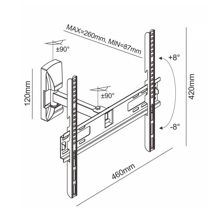 Επιτοίχια βάση στήριξης με βραχίονα, για τηλεοράσεις LED/LCD από 32" έως 55" WonderWall 400 eMotion SONORA WonderWall 400 eMo...