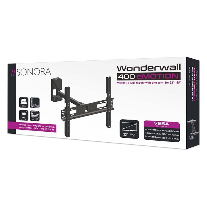 Επιτοίχια βάση στήριξης με βραχίονα, για τηλεοράσεις LED/LCD από 32" έως 55" WonderWall 400 eMotion SONORA WonderWall 400 eMo...