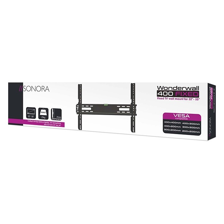Σταθερή επιτοίχια βάση στήριξης, για τηλεοράσεις LED/LCD από 32" έως 55" SONORA WonderWall 400 Fixed SONORA WonderWall 400 Fixed
