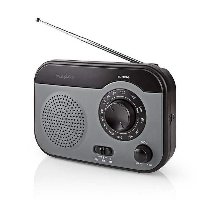Φορητό ραδιόφωνο FM/AM, σε μαύρο/γκρι χρώμα NEDIS  233-1851