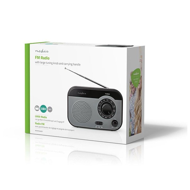 Φορητό ραδιόφωνο FM/AM, σε μαύρο/γκρι χρώμα NEDIS