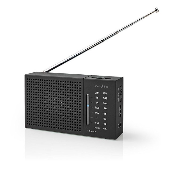 Μini φορητό ραδιόφωνο FM / AM, σε μαύρο χρώμα NEDIS  233-1849
