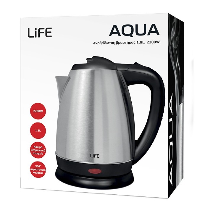 Ανοξείδωτος βραστήρας 1.8L, 2200W LIFE AQUA LIFE AQUA