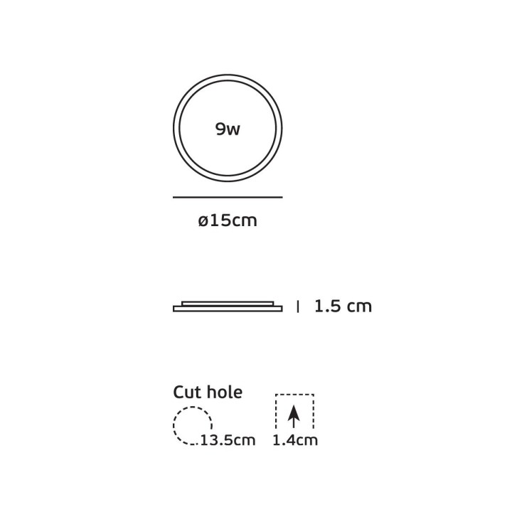 Φωτιστικό χωνευτό panel led στρόγγυλο 9W 3000K VK  641763-049123