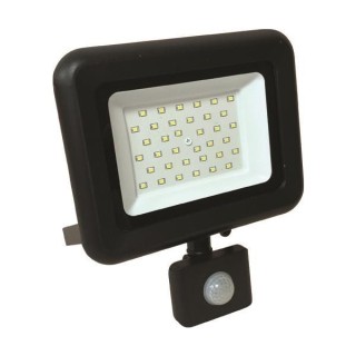 Προβολέας LED 30W SMD με περιστρεφόμενο ανιχνευτή κίνησης μαύρος IP44 3000Κ PLUS EUROLAMP 147-69638