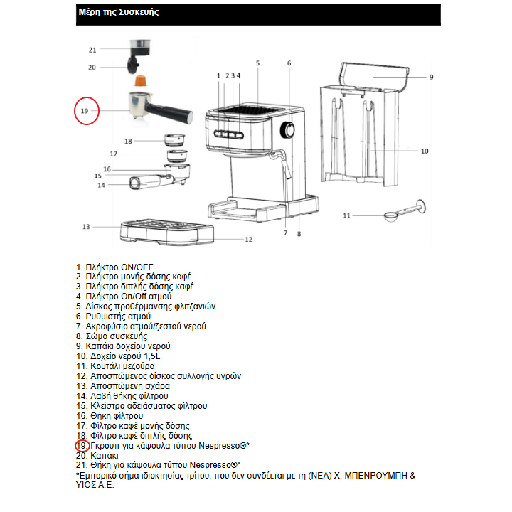 copy of Λαβή καφετιέρας εσπρέσσο με θήκη DELONGHI original