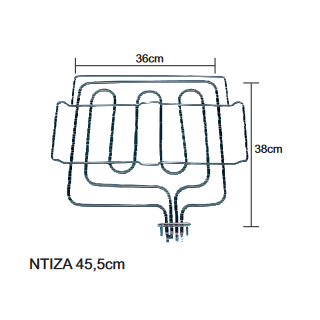 Αντίσταση με γκρίλ (1100+1600watt, 220volt) άνω φούρνου κουζίνας NEFF NEFF APM0028