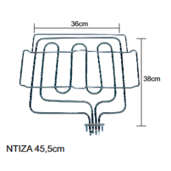 Αντίσταση με γκρίλ (1100+1600watt, 220volt) άνω φούρνου κουζίνας NEFF NEFF APM0028