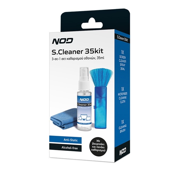 NOD S.CLEANER 35KIT 3-σε-1 σετ καθαρισμού οθονών, 35ml MELICONI 141-0236