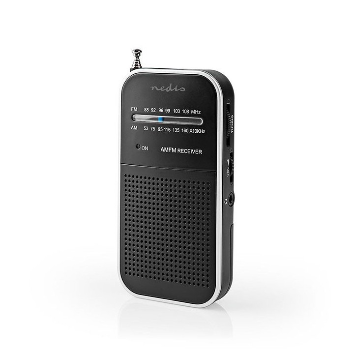 Μini φορητό ραδιόφωνο FM/ΑΜ, σε μαύρο/ασημί χρώμ NEDIS NEDIS 233-1848