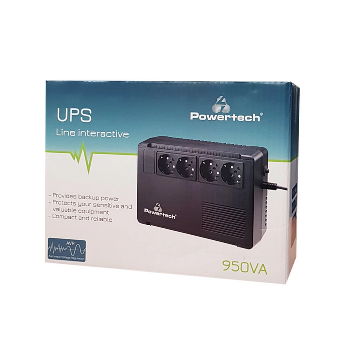POWERTECH UPS Line Interactive PT-950C, 950VA/570W με 4 υποδοχές σουκο  UPS0003