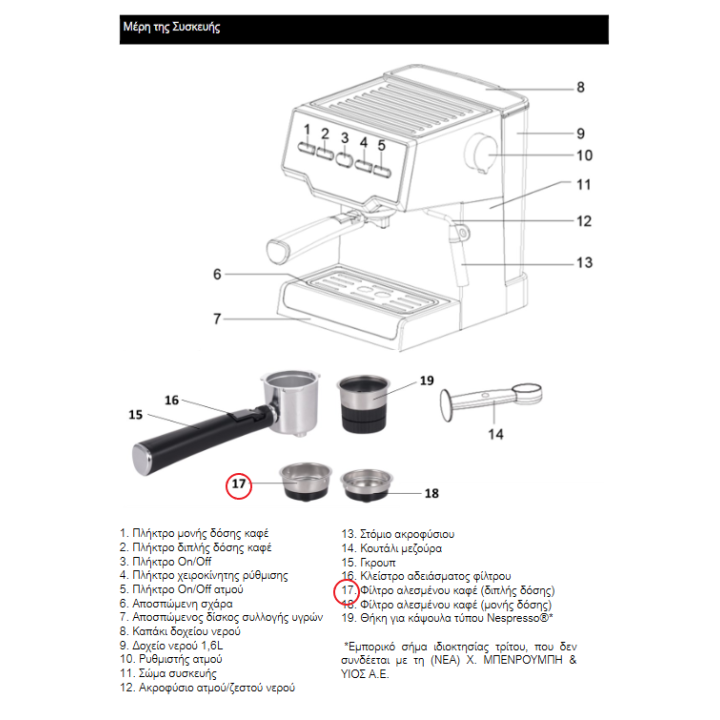 copy of Λαβή καφετιέρας εσπρέσσο χωρίς φίλτρο IZZY original