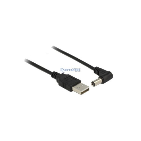 Καλώδιο USB σε DC 5.5x2.1mm 1.5 γωνιακό μαύρο  USBDC0001