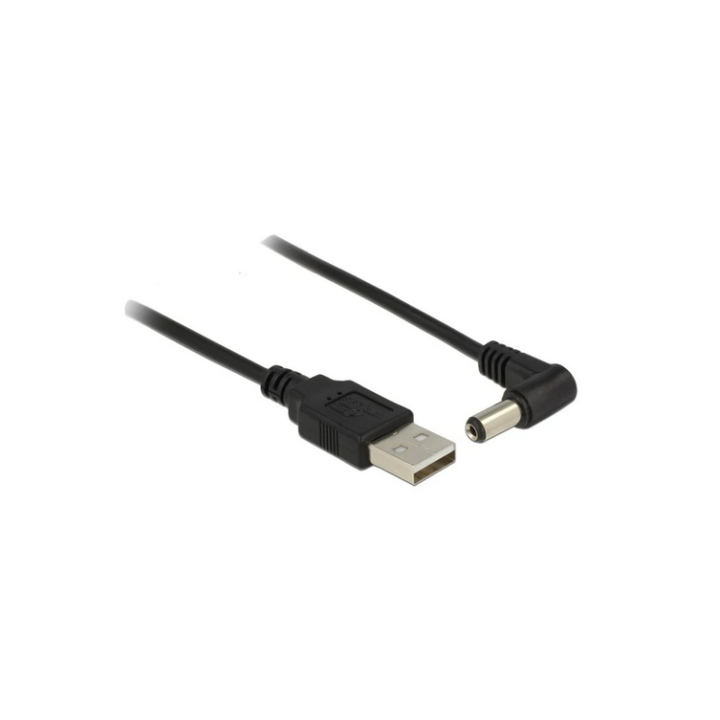 Καλώδιο USB σε DC 5.5x2.1mm 1.5 γωνιακό μαύρο