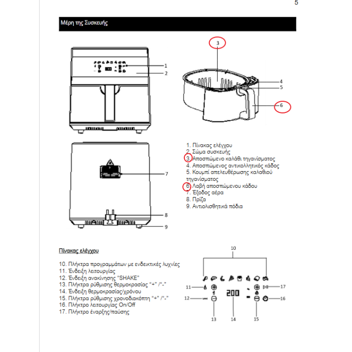 copy of Κάδος κομπλέ φριτέζας αέρος Digital 7 Lt IZ-8207 IZZY original