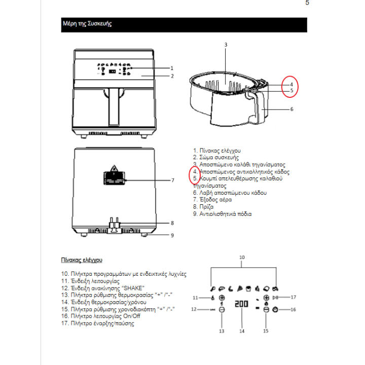 Κάδος κομπλέ φριτέζας αέρος Digital 7 Lt IZ-8207 IZZY original IZZY FRKAD0001