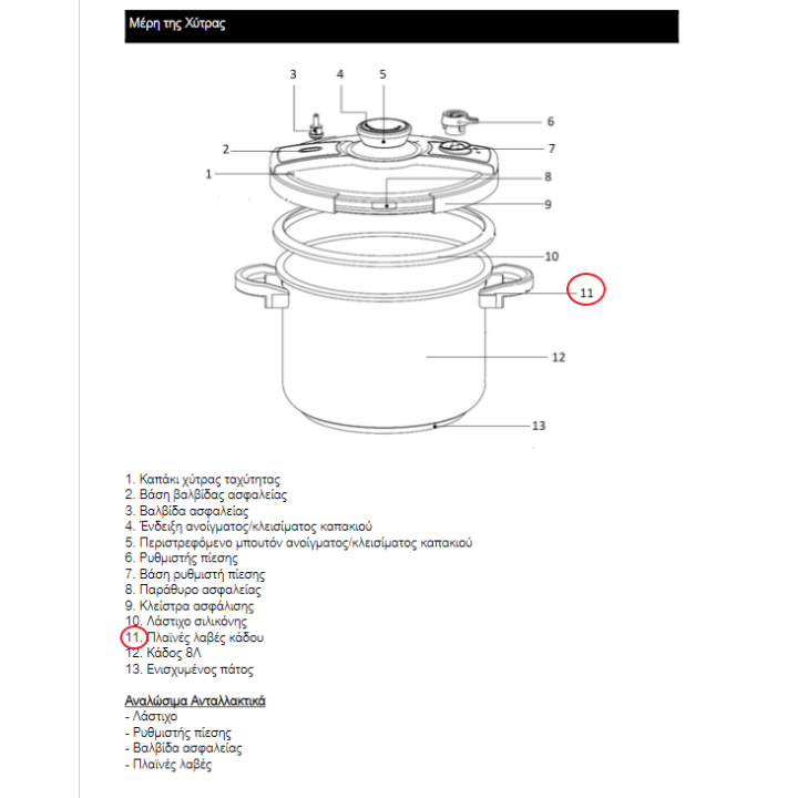 Λαβή πλαϊνή χύτρας ταχύτητος Vitaboost IZZY original IZZY XLAP0001