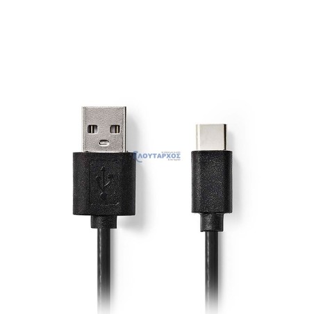 Καλώδιο φόρτισης και μεταφοράς δεδομένων 2m από USB 3.0 αρσενικό σε USB type-C αρσενικό μαύρο NEDIS USB0006-3
