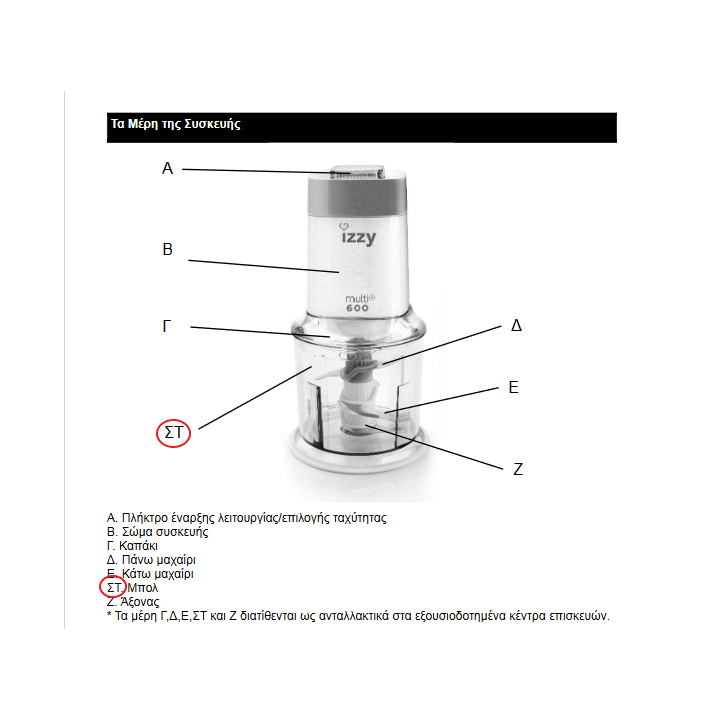 copy of Κάδος (μπώλ πλαστικό) κοπτηκού MOULINEX IZZY/KENWOOD